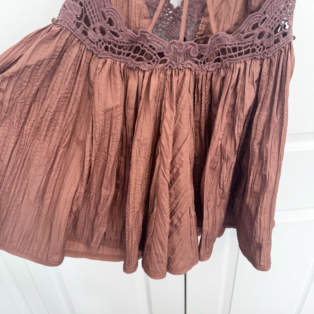 Free People Brown Lace Mini Dress - XS - Picture 7 of 8